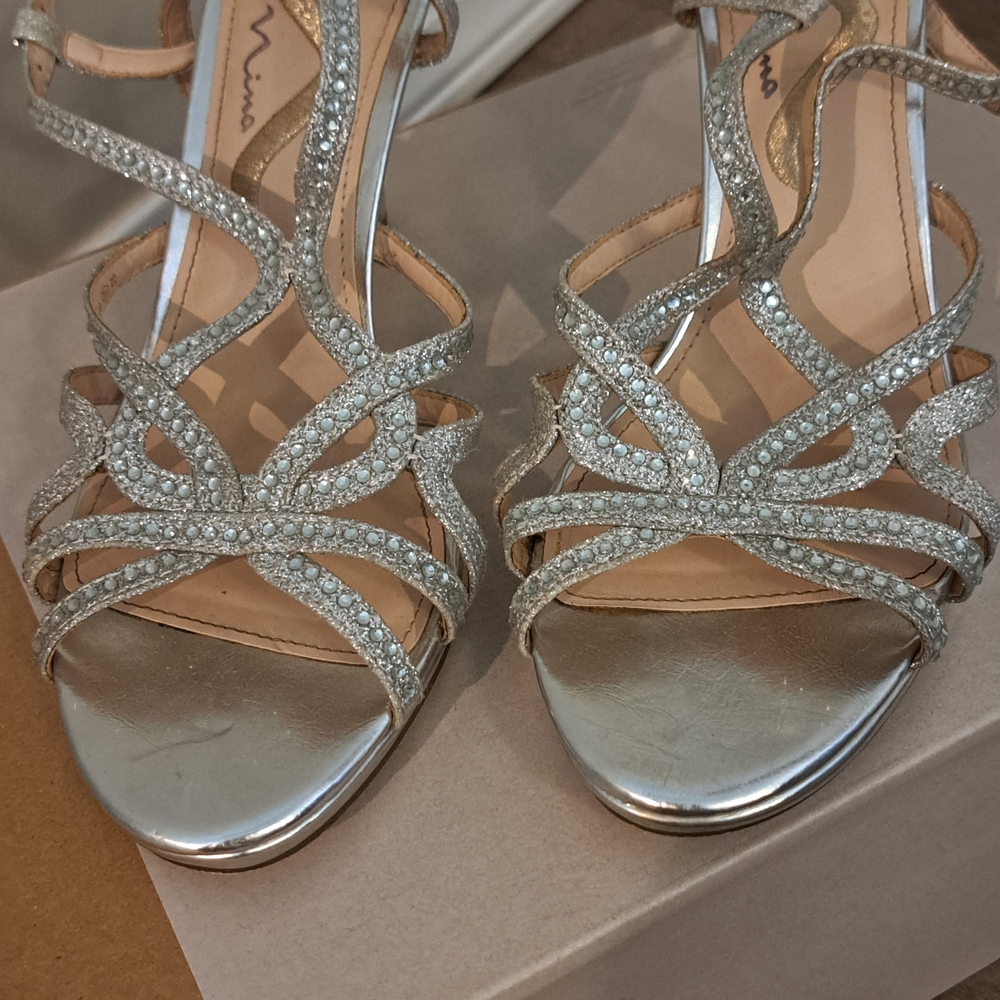 Nina Silver Strappy Heels